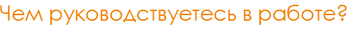 Чем руководствуетесь в работе?